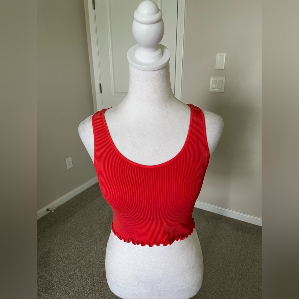 NWOT Daily Practice Ribbed Cropped Tank Size XS/S in Orangey Red